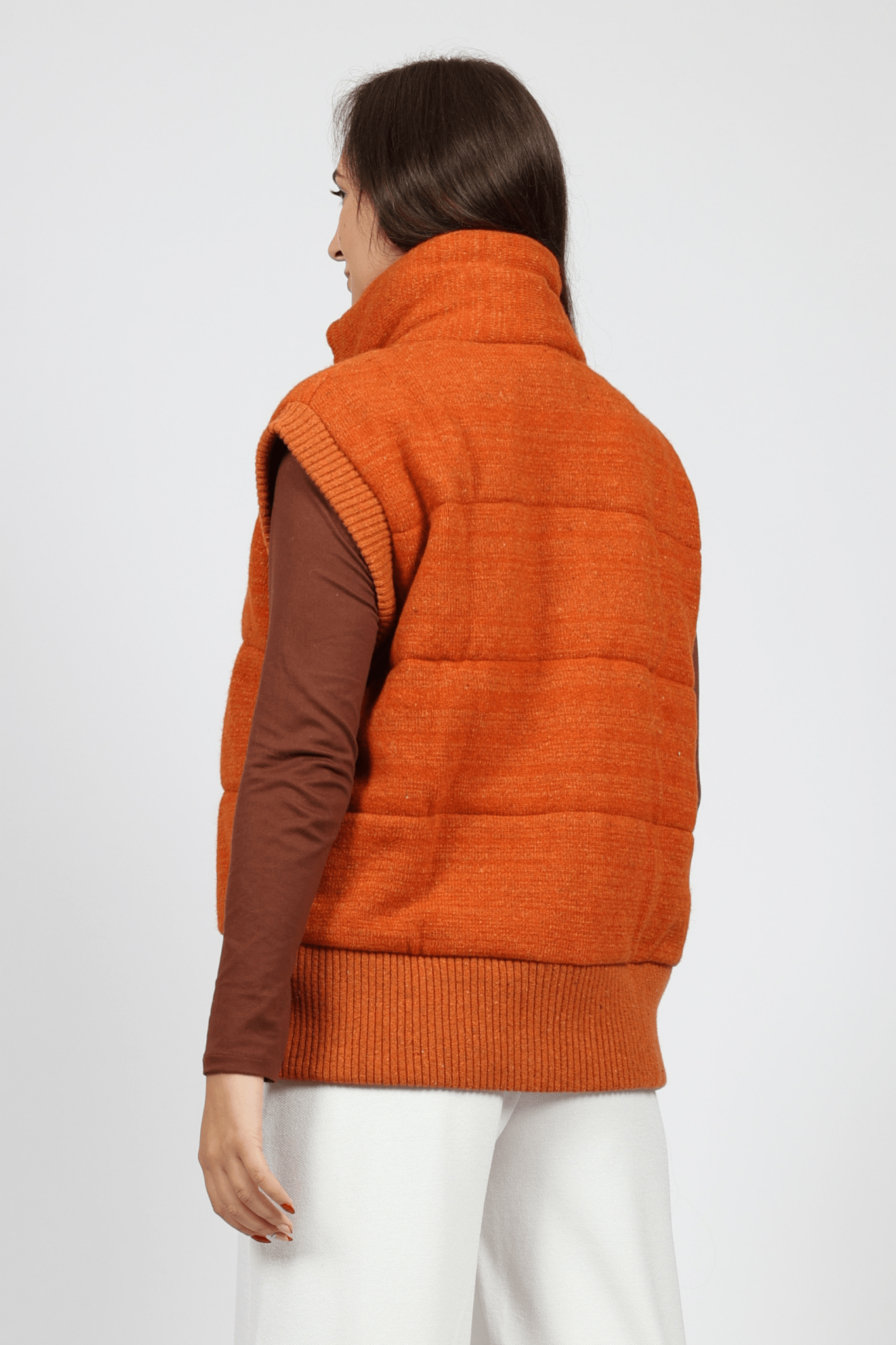 Дамски Плетен Елек, Оранжев