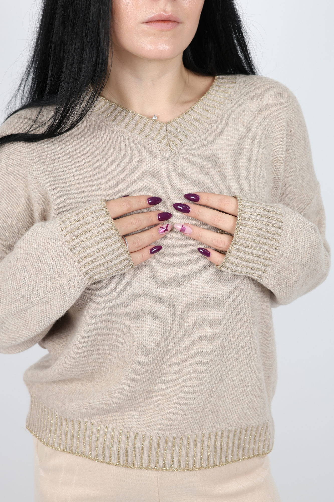 Women's Sweater, Beige &amp; White