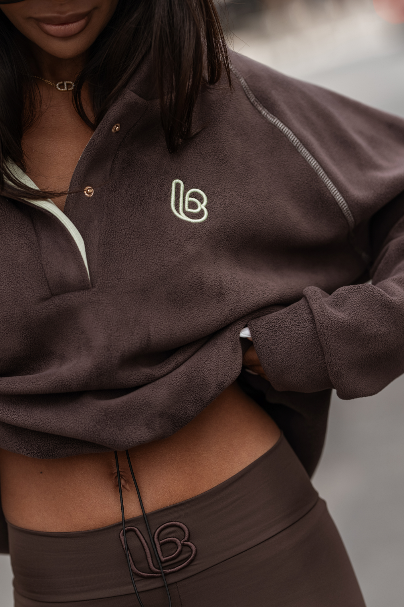 Поларена блуза LOOM, кафяво и матча