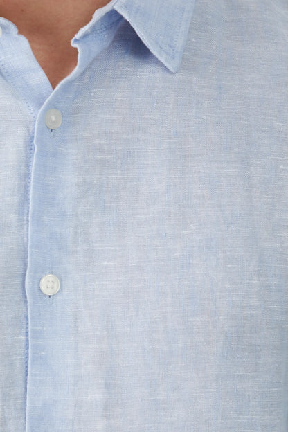 Мъжка ленена риза за плаж в светло син цвят