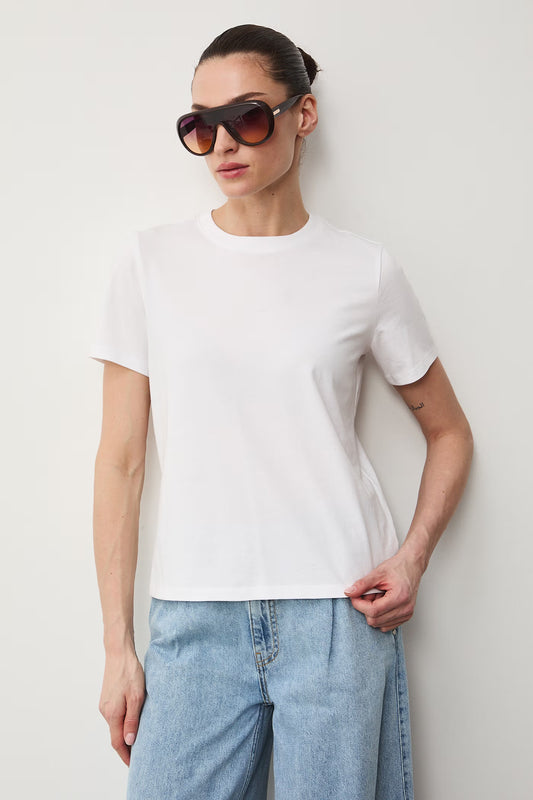 Дамска памучна бяла тениска 100% памук