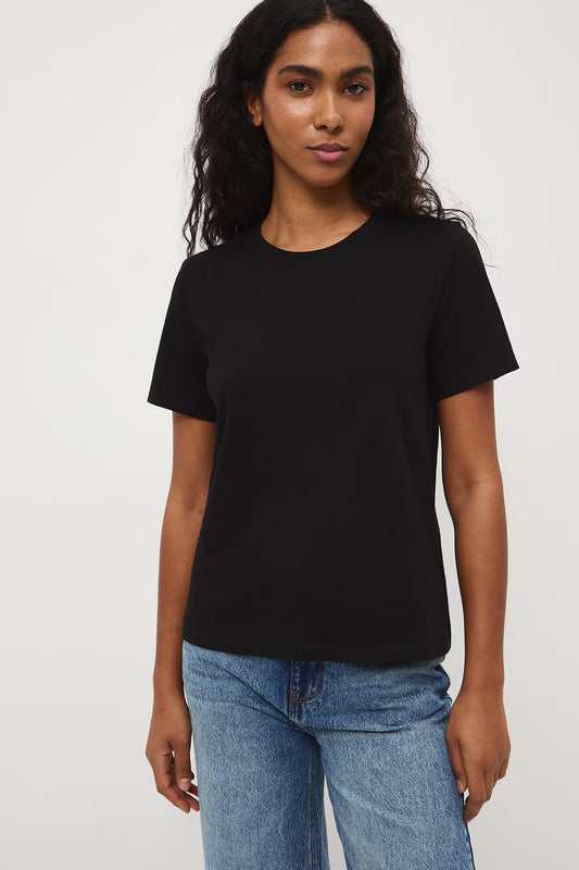 Дамска памучна черна тениска 100% памук