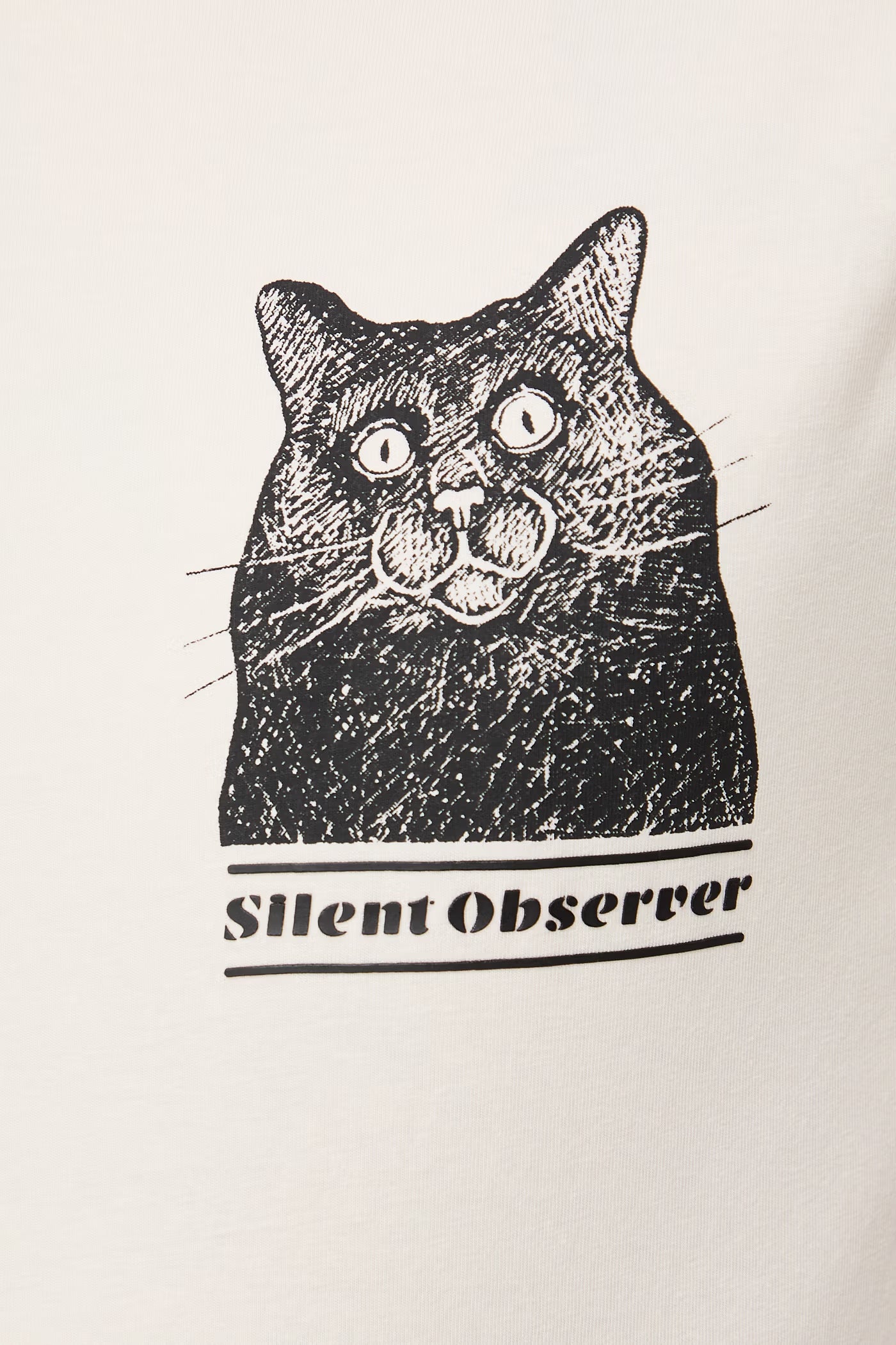 Мъжка тениска с абстрактен арт принтирана котка в бежов цвят