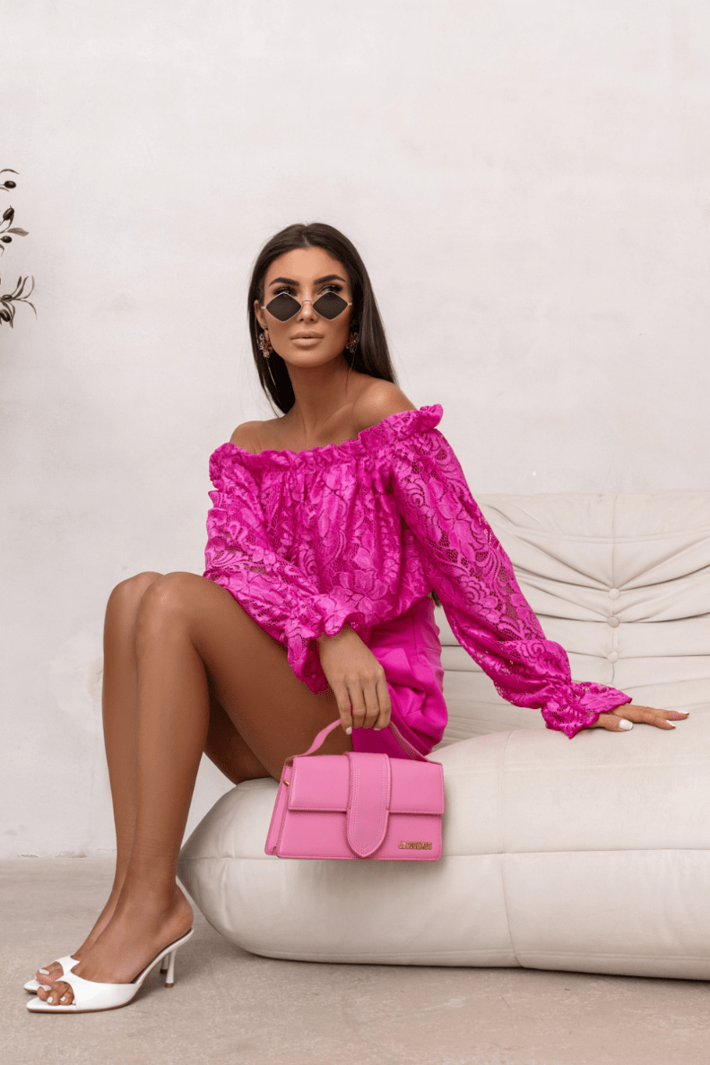 Дамска блуза MIA тип „испанка“ с дантела - Фуксия LaBalancia Roberto Fashion Store Set 5907378521654 M