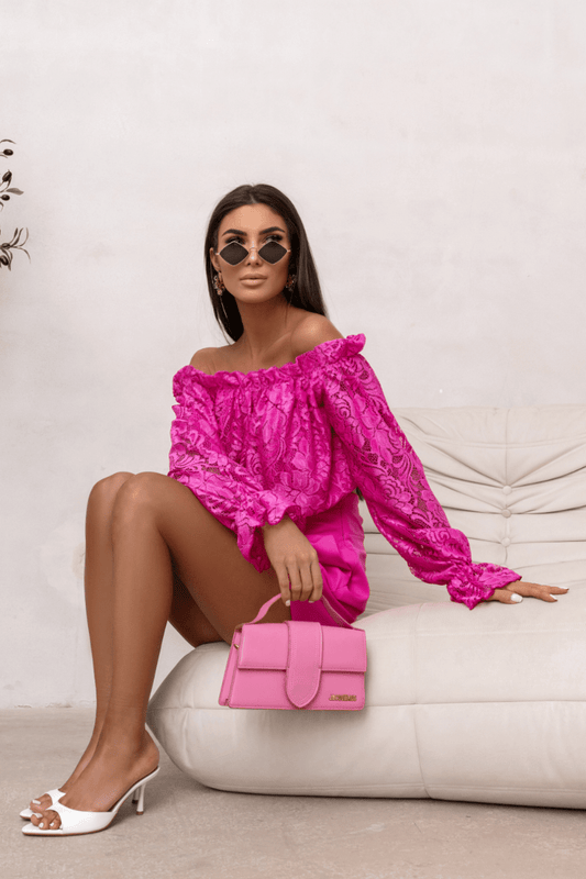 Дамска блуза MIA тип „испанка“ с дантела - Фуксия LaBalancia Roberto Fashion Store Set 5907378521647 S