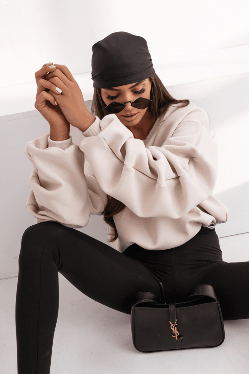 Дамска блуза REMY - бежова, памук с еластан, универсален размер