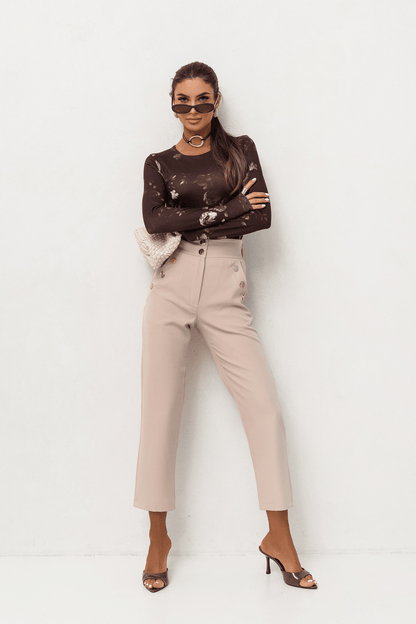 Дамска блуза SHIRA с дълъг ръкав и кафяв флорален десен LaBalancia Roberto Fashion Store Set 5907378518425 XS/S