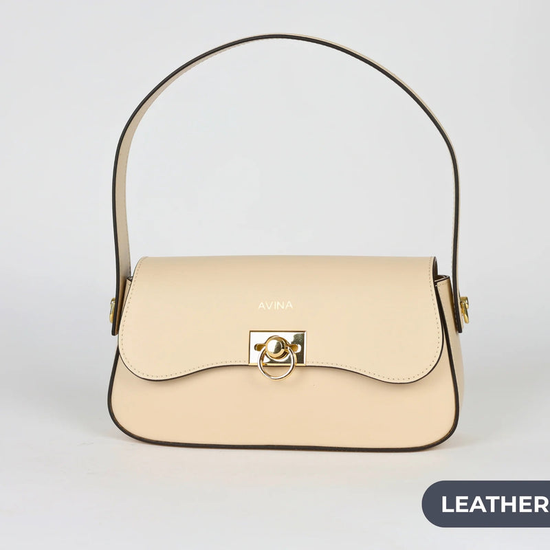 Women's Bag Made of Genuine Leather, Beige