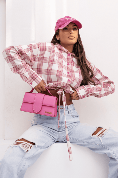 Дамска памучна риза с качулка SOHO – Кариран модел в розово и фуксия LaBalancia Roberto Fashion Store Shirt 5907378519293 UNI
