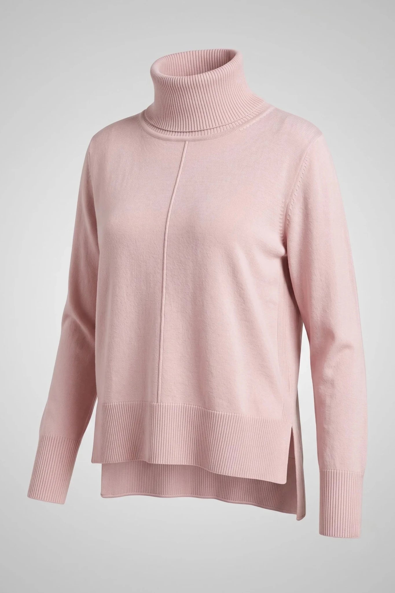 Дамска плетена поло блуза в розов цвят минималистична Roberto&Co Roberto Fashion Store Sweater FLC2307KNIBLSPNK-46/48 46/48