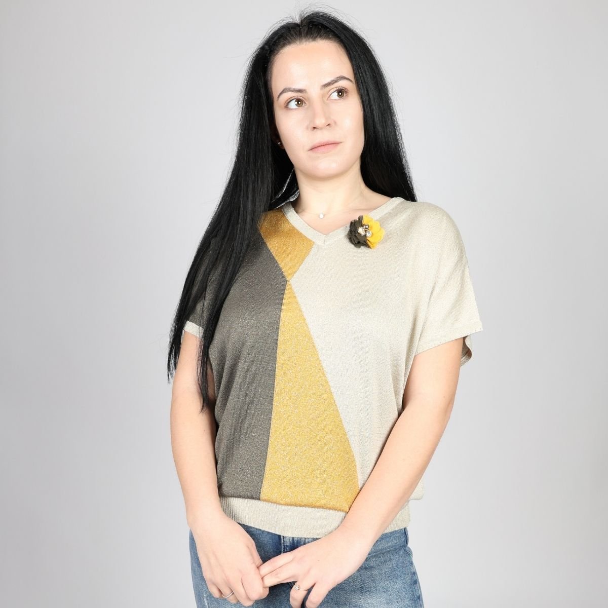 Дамска Плетена Тениска, Зелен Roberto Fashion Store T-shirt FELICKNI26 S Green