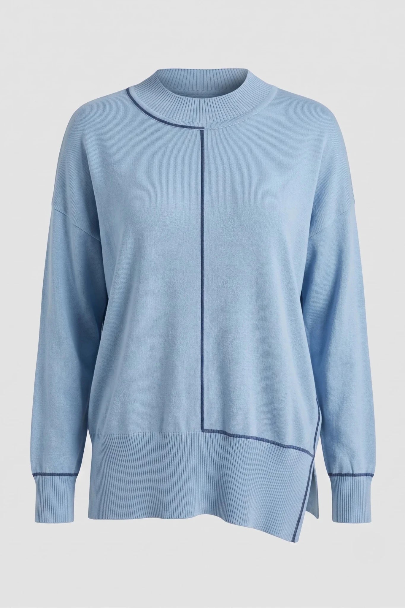 Дамска светло синя плетена блуза с дълъг ръкав за жени Roberto&Co Roberto Fashion Store Sweater FLC2207KNIBLSBLS-2XL 2XL
