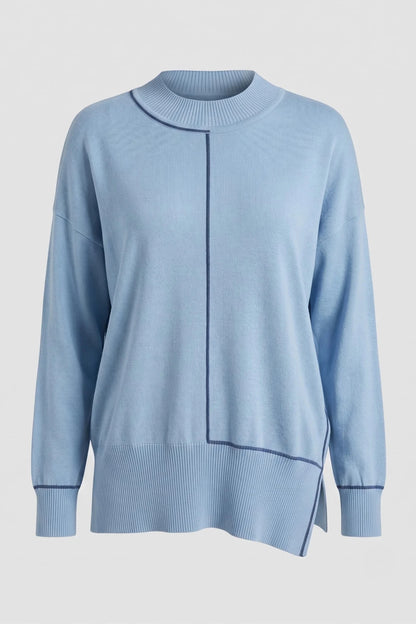Дамска светло синя плетена блуза с дълъг ръкав за жени Roberto&Co Roberto Fashion Store Sweater FLC2207KNIBLSBLS-2XL 2XL