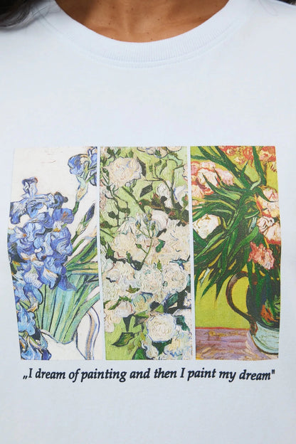 Дамска светло синя тениска с арт принт "Nature" Medicine Roberto Fashion Store T-shirt RS26TSD261-05X-L L