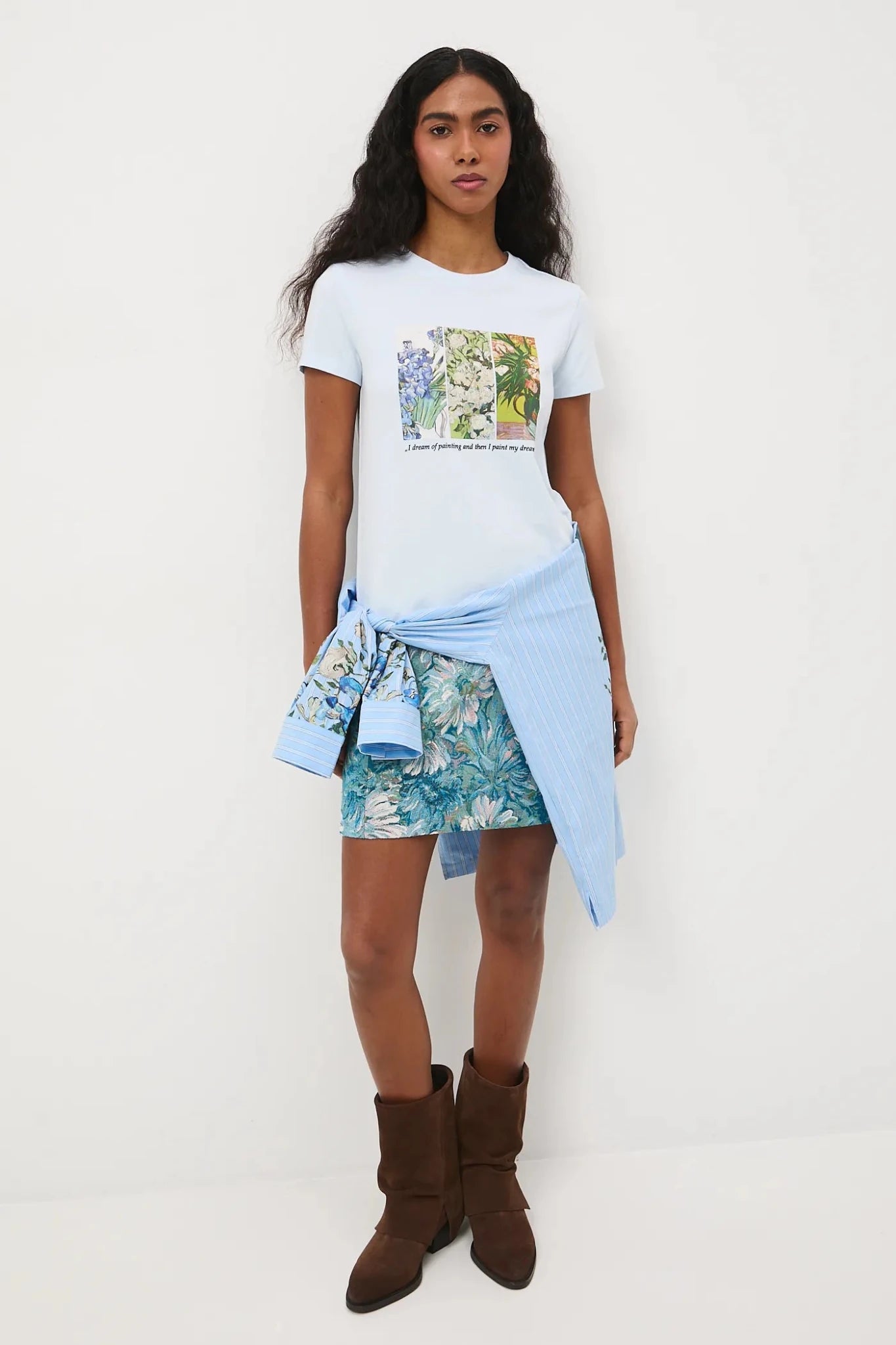 Дамска светло синя тениска с арт принт "Nature" Medicine Roberto Fashion Store T-shirt RS26TSD261-05X-L L