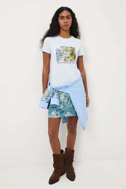 Дамска светло синя тениска с арт принт "Nature" Medicine Roberto Fashion Store T-shirt RS26TSD261-05X-L L