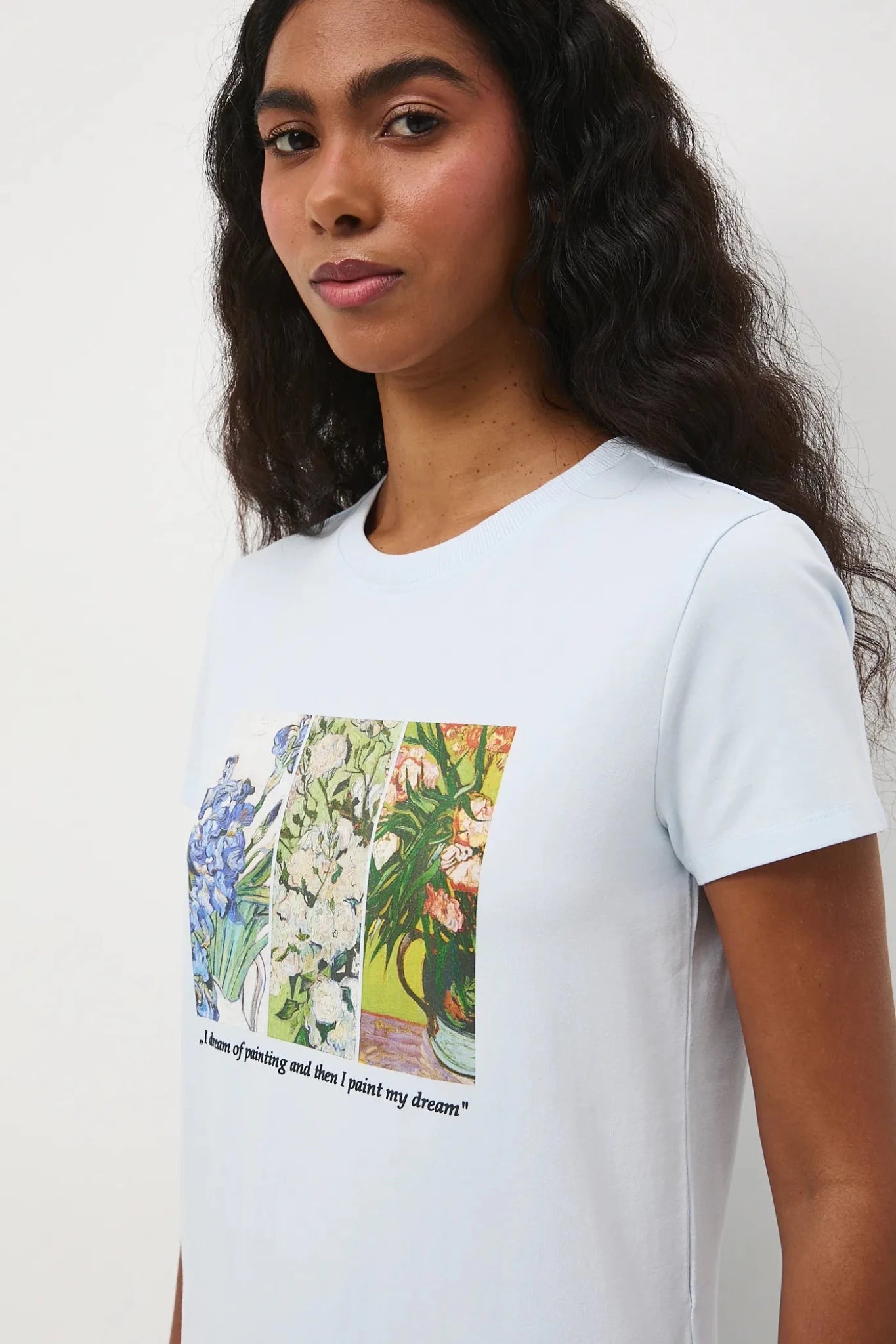 Дамска светло синя тениска с арт принт "Nature" Medicine Roberto Fashion Store T-shirt RS26TSD261-05X-L L