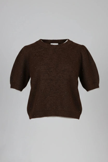 Дамски Блестящ Пуловер, Кафяв Roberto Fashion Roberto Fashion Store Sweater JNJ0202SWEBROKNITU TU