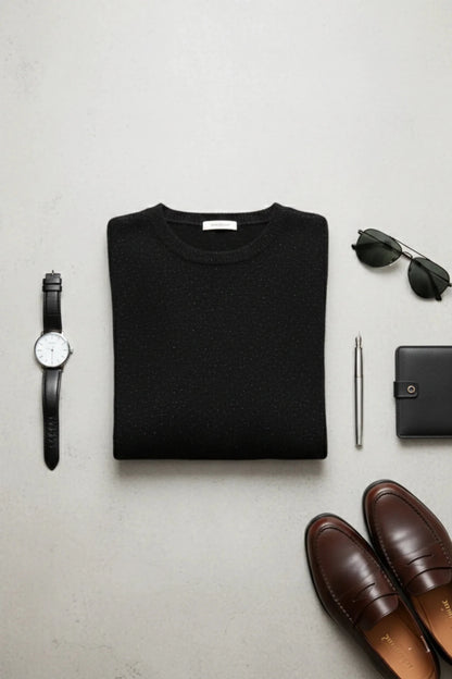 Дамски Блестящ Пуловер от вълна, Черен Roberto Fashion Roberto Fashion Store Sweater JNJ0102SWEBLKKNITU TU