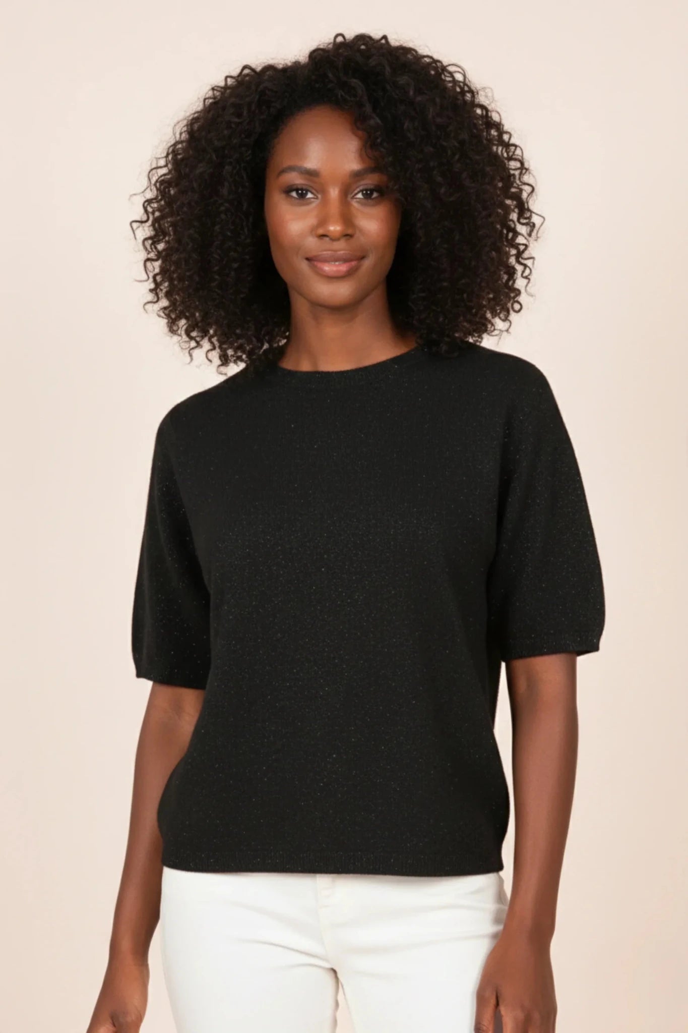 Дамски Блестящ Пуловер от вълна, Черен Roberto Fashion Roberto Fashion Store Sweater JNJ0102SWEBLKKNITU TU