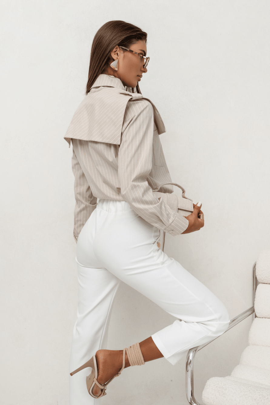 Дамски цигарен панталон KAY – Екрю, вълнообразно прилепване S–L LaBalancia Roberto Fashion Store Set 5907378518623 S