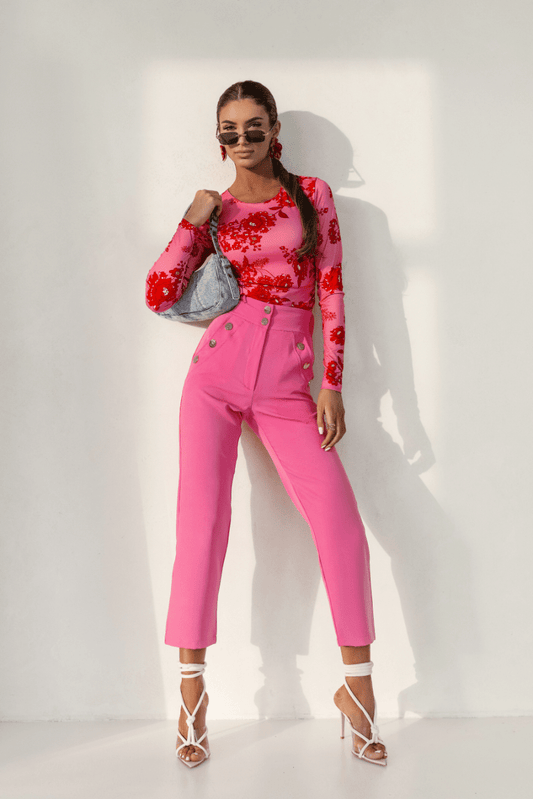 Дамски цигарен панталон KAY – розов, вълнообразно прилепване S–L LaBalancia Roberto Fashion Store Set 5907378518685 S