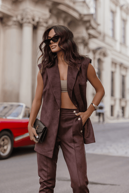 Дамски цигарен панталон KIARA – елегантно кафяво, 95% вискоза LaBalancia Roberto Fashion Store Set 5907378515721 M