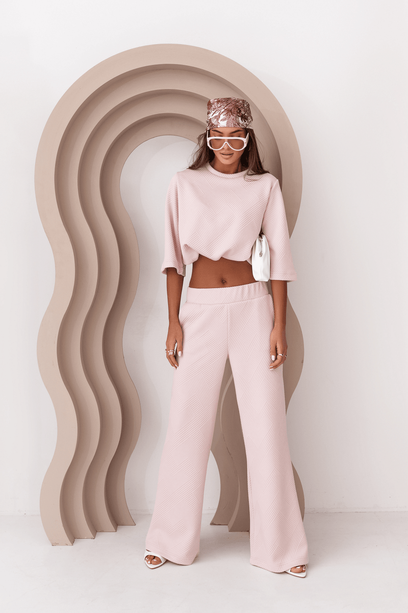Women's Set LAUREL in light pink - elegant blouse and pants