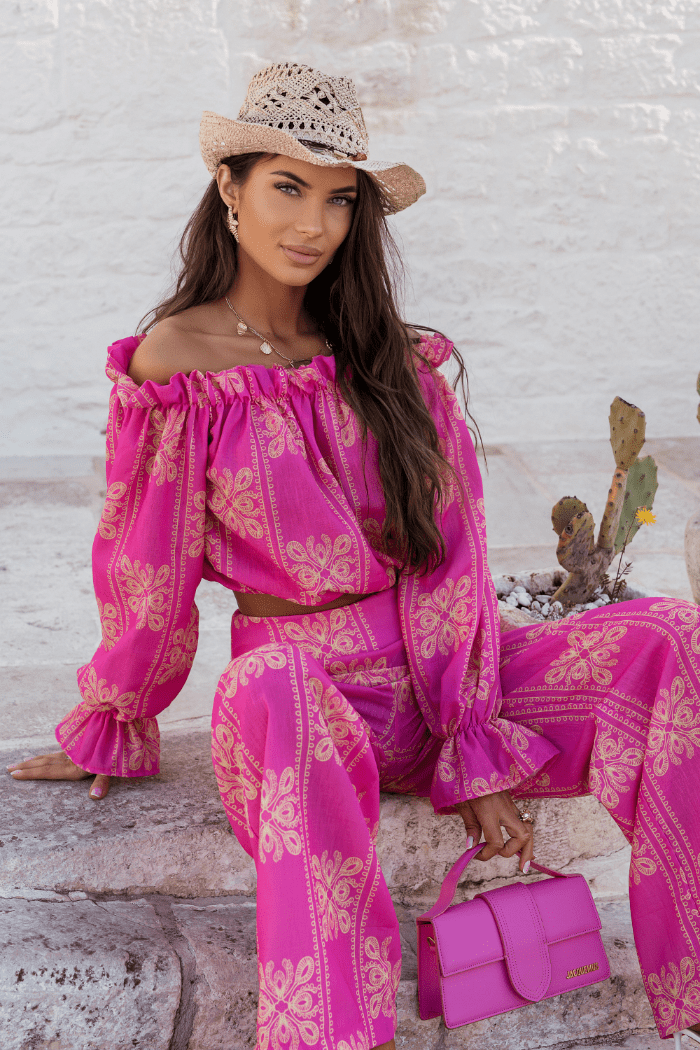 Дамски комплект лен - MIA, Ricamo Pink (розов) LaBalancia Roberto Fashion Store Set 5907378522132 XS/S