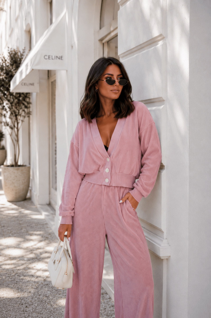 Дамски комплект MEGGI от шнур в пудрено розово LaBalancia Roberto Fashion Store Set 5907378522989 XS/S
