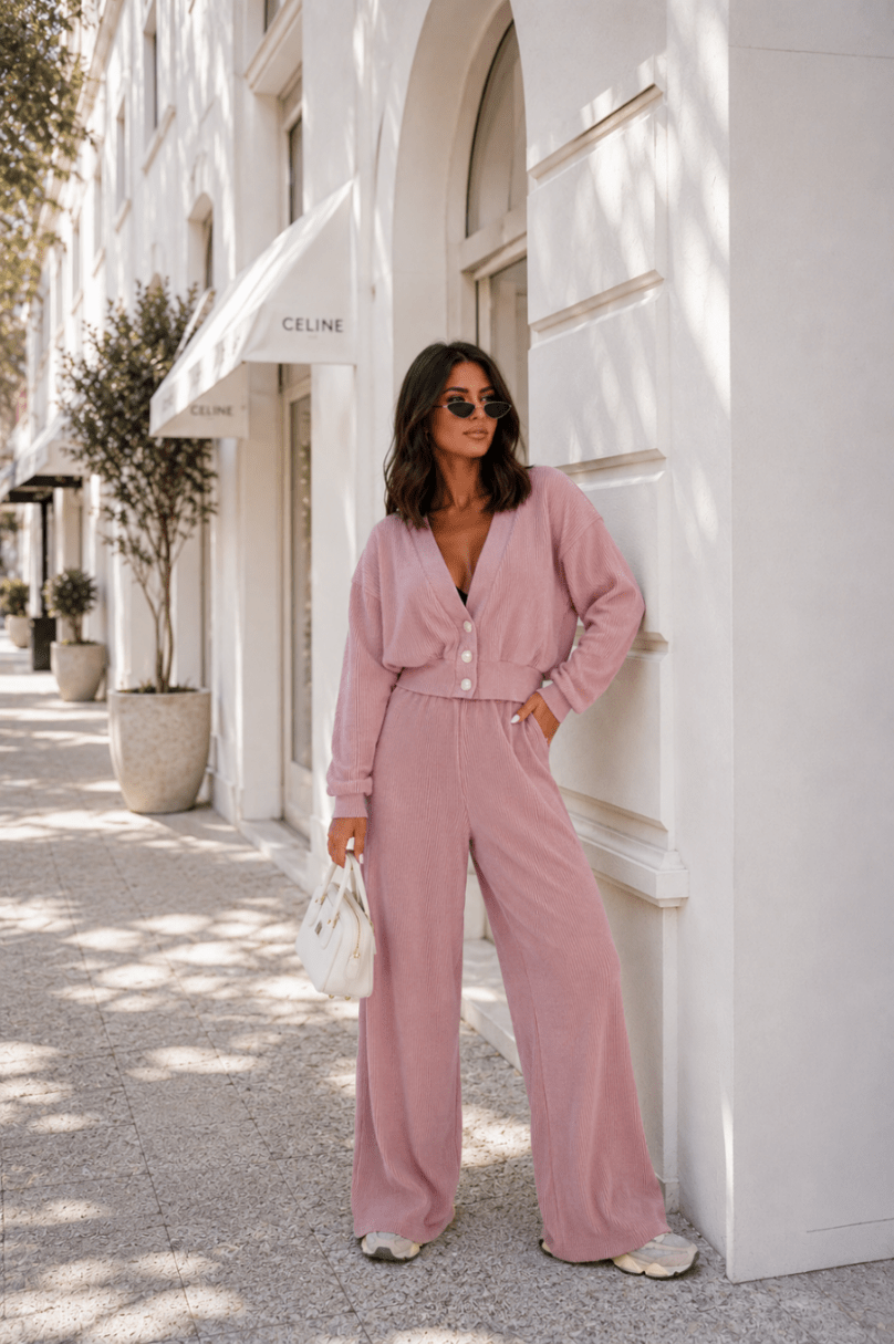 Дамски комплект MEGGI от шнур в пудрено розово LaBalancia Roberto Fashion Store Set 5907378522989 XS/S