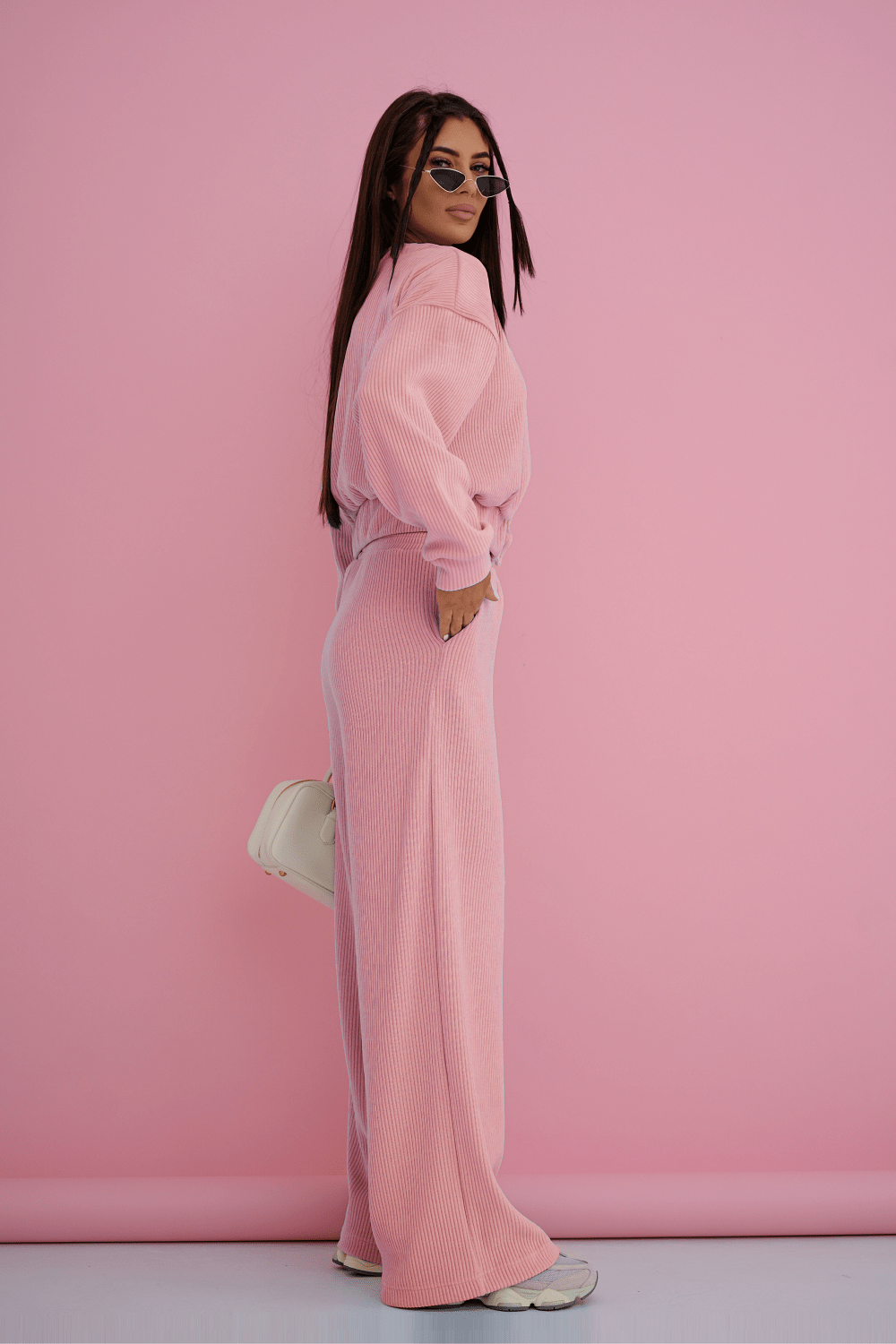 Дамски комплект MEGGI шнуровани панталони и риза - Розово LaBalancia Roberto Fashion Store Set 5907378520817 XS/S