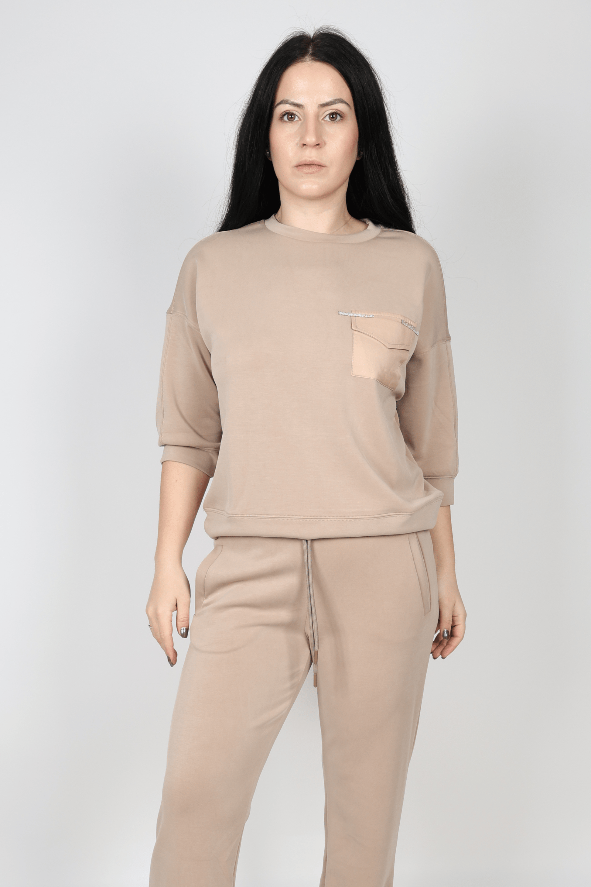 Дамски Комплект от 2 части, Зелен, Бял & Бежов Roberto Fashion Store Set SOCTWPARBEI7S S Beige