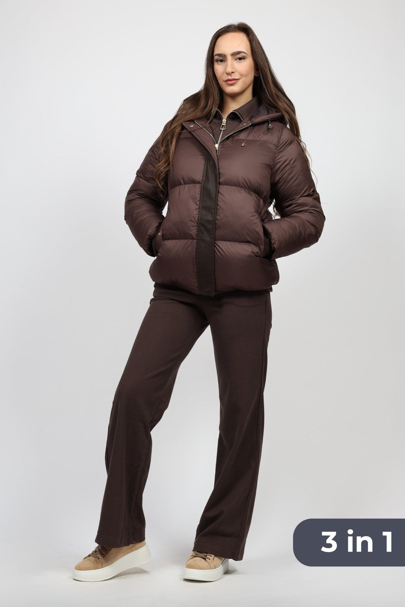 Дамски Комплект от 3 части, Кафяв So Cute Roberto Fashion Store Sweater SOC1411SETBRWJCKS S Кафяв