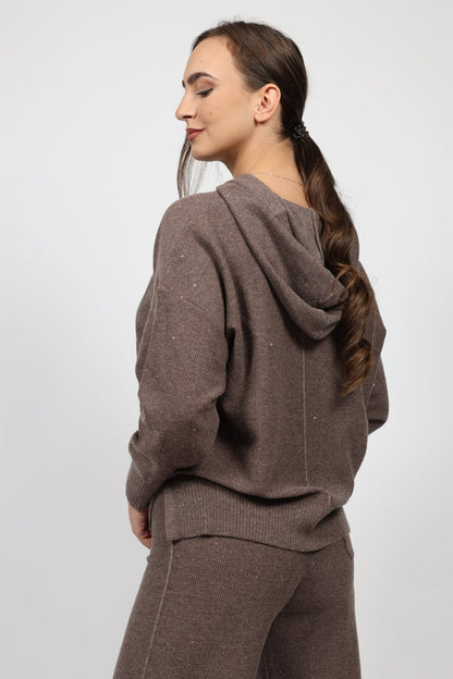 Дамски Комплект с Кашмир от 2 части, Кафяв Serianno Collection S Roberto Fashion Store Set SER1411SETBRWANGS S Кафяв