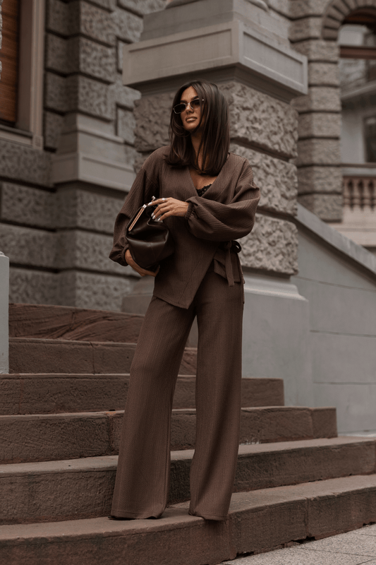 Дамски комплект SIENNA с пуловер, кафяв LaBalancia Roberto Fashion Store Set 5907378527724 XS/S