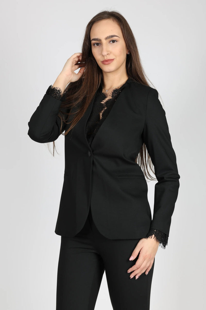 Women's 2-Piece Suit with Lace, Black
