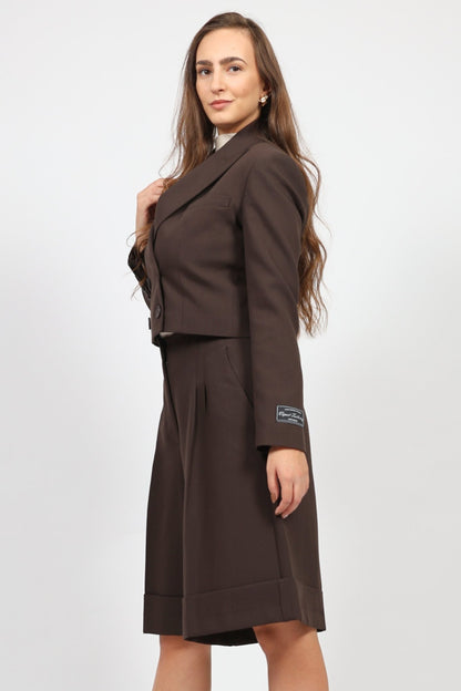 Дамски Костюм - Сако + Къс Панталон, Кафяв VIPART Roberto Fashion Store Set VPR0311SETBRWTRK36 36 Кафяв