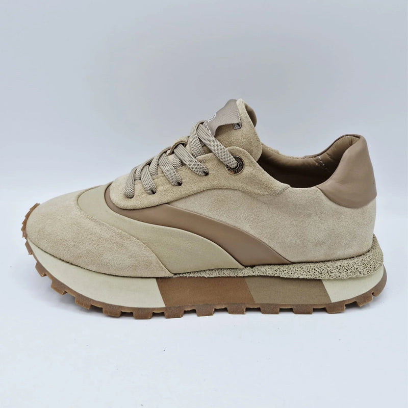 Women's Leather Sports Sneakers, Beige