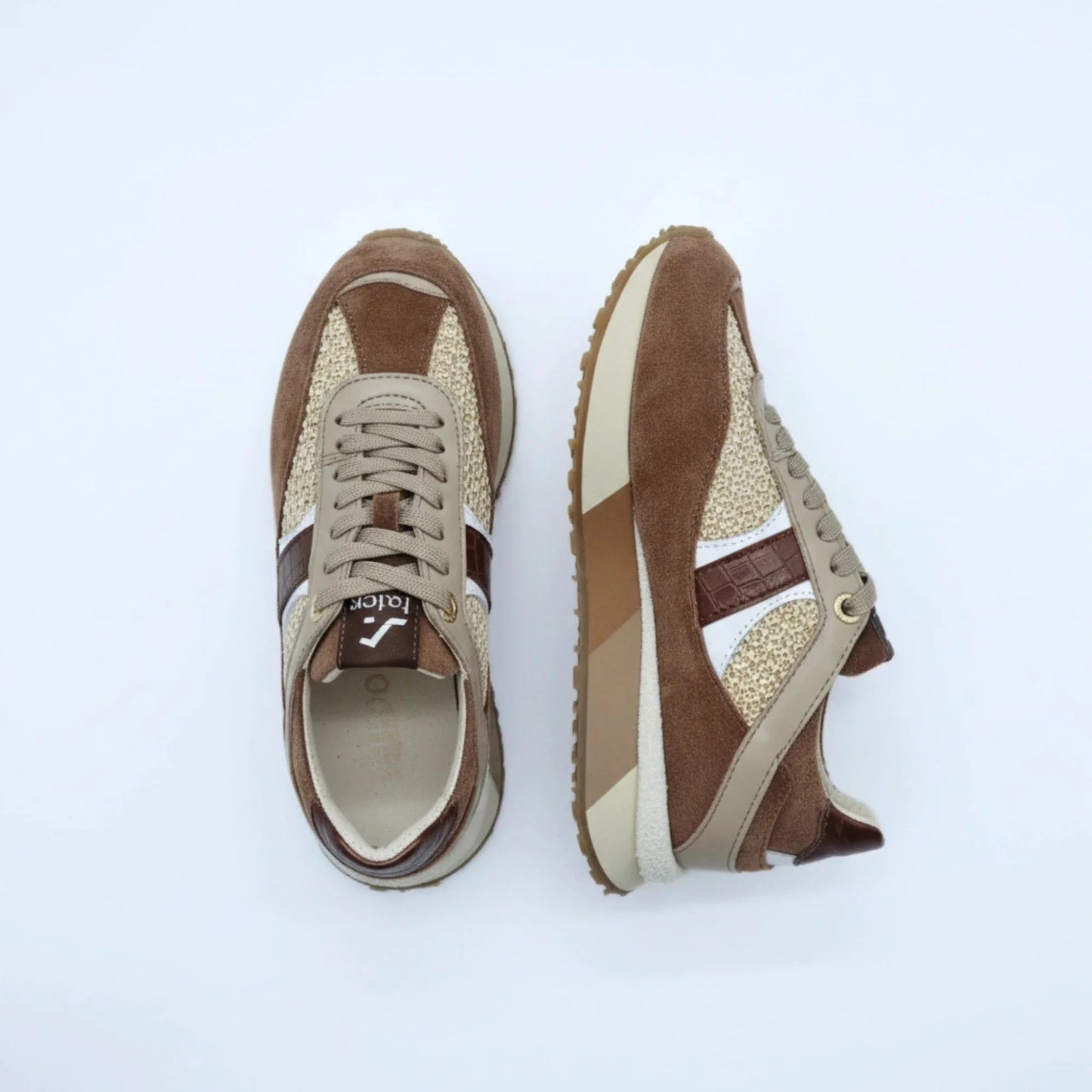 Дамски Кожени Спортни Сникърси с текстил, Кафяв Roberto&Co Roberto Fashion Store Sneakers NUS0402SNEBROTEX37 37
