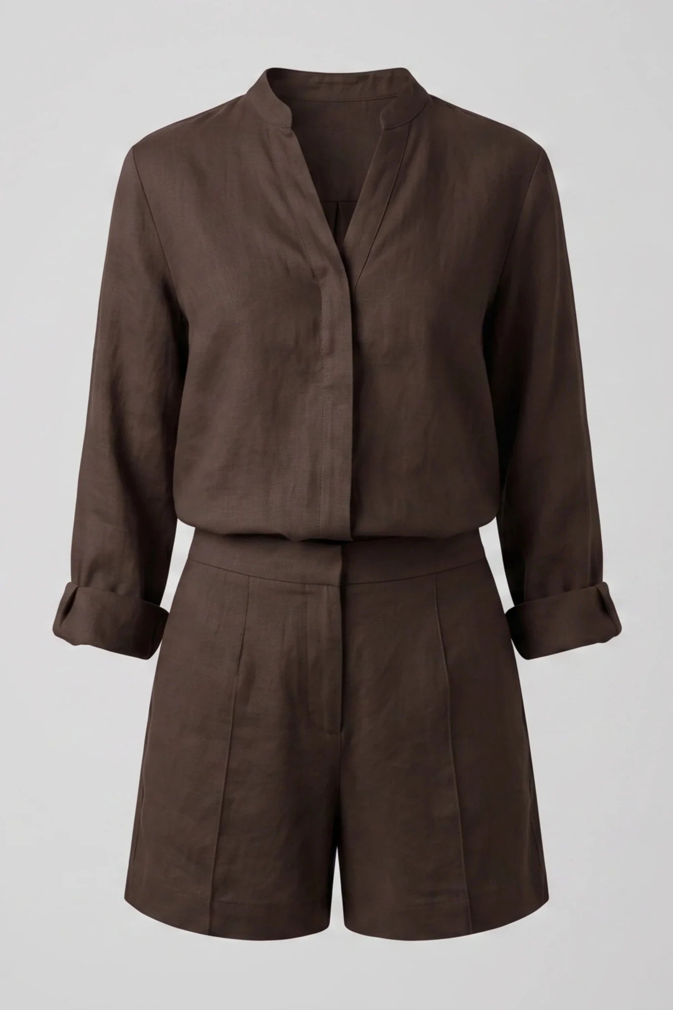 Дамски ленен комплект 2 в 1 Roberto&Co - кафяво Roberto&Co Roberto Fashion Store Set STR0907SETBROLIN-S S