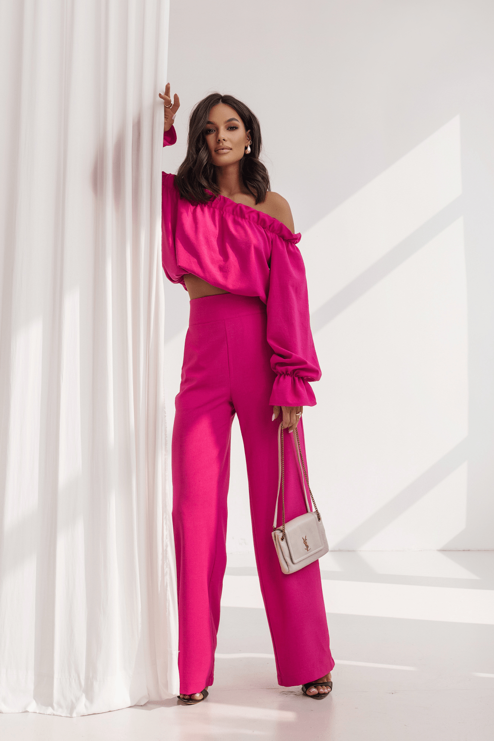 Дамски ленен комплект MIA - цвят фуксия LaBalancia Roberto Fashion Store Set 5907378521999 M/L