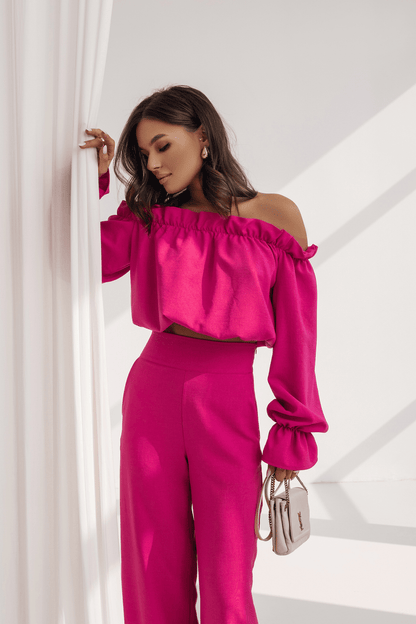 Дамски ленен комплект MIA - цвят фуксия LaBalancia Roberto Fashion Store Set 5907378521999 M/L