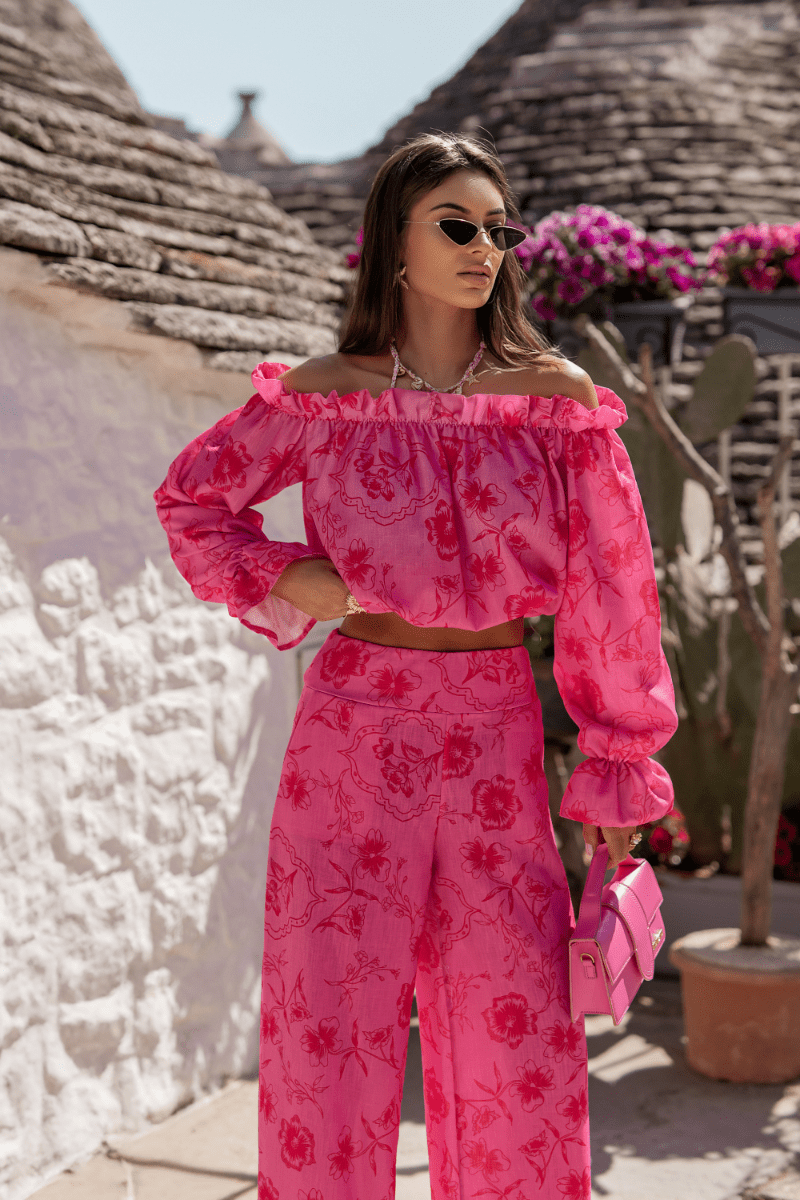 Дамски ленен комплект - MIA, Розов Floria LaBalancia Roberto Fashion Store Set 5907378522088 M/L