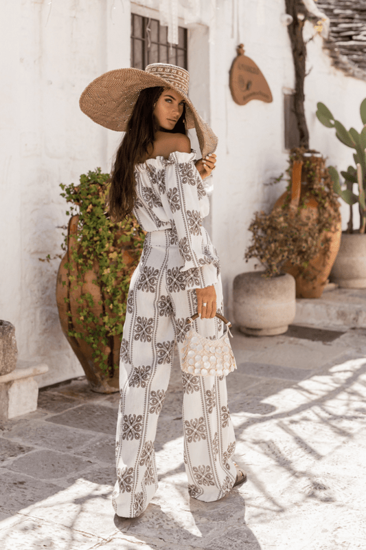 Дамски ленен комплект - Ricamo, кафяво (MIA) LaBalancia Roberto Fashion Store Set 5907378522101 XS/S