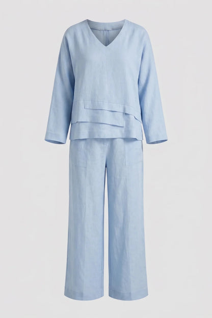 Дамски лиоцелов комплект 2 в 1 Roberto&Co - синьо Roberto&Co Roberto Fashion Store Set DZB0807SETBLULIN-42 42
