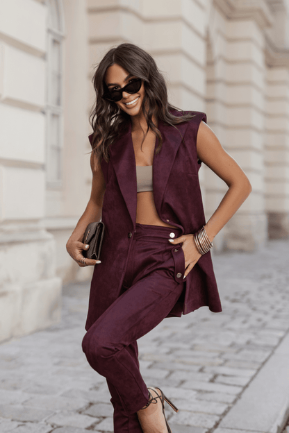 Дамски панталон цигаретка KIARA – елегантно бордо, 90 см LaBalancia Roberto Fashion Store Set 5907378515691 M