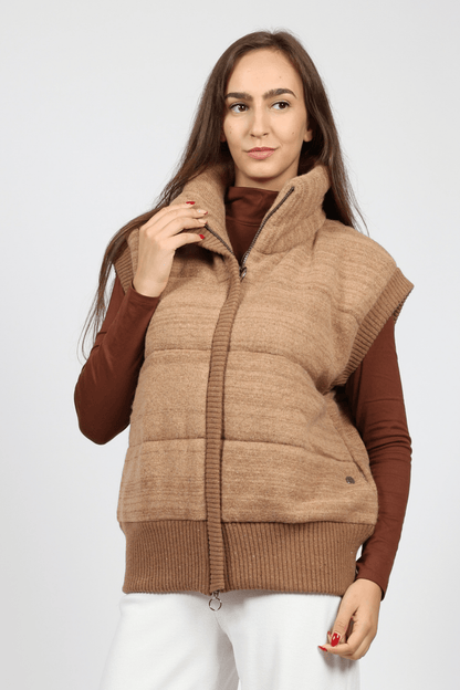 Дамски Плетен Елек, Бежов