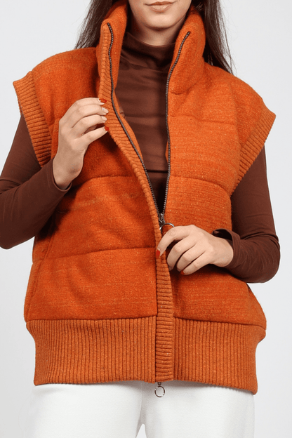 Дамски Плетен Елек, Оранжев