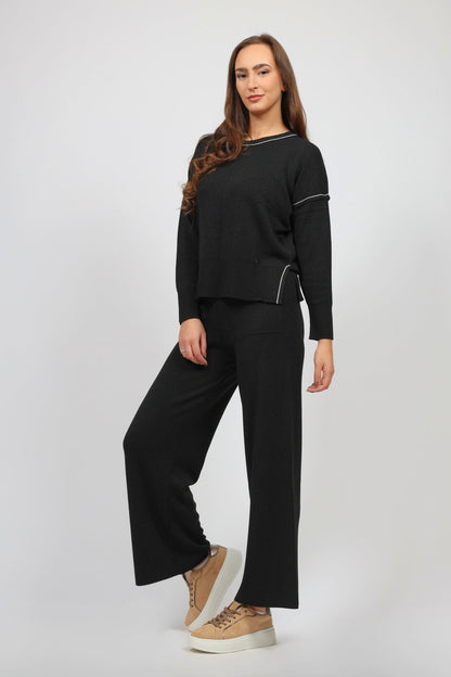 Дамски Плетен Комплект от 2 части, Черен Serianno Collection S Roberto Fashion Store Set SER1711SETBLKBLGS S Черен